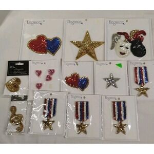 Vintage Sequin Appliques Sew On Various Designs & Sizes 12pc Lot